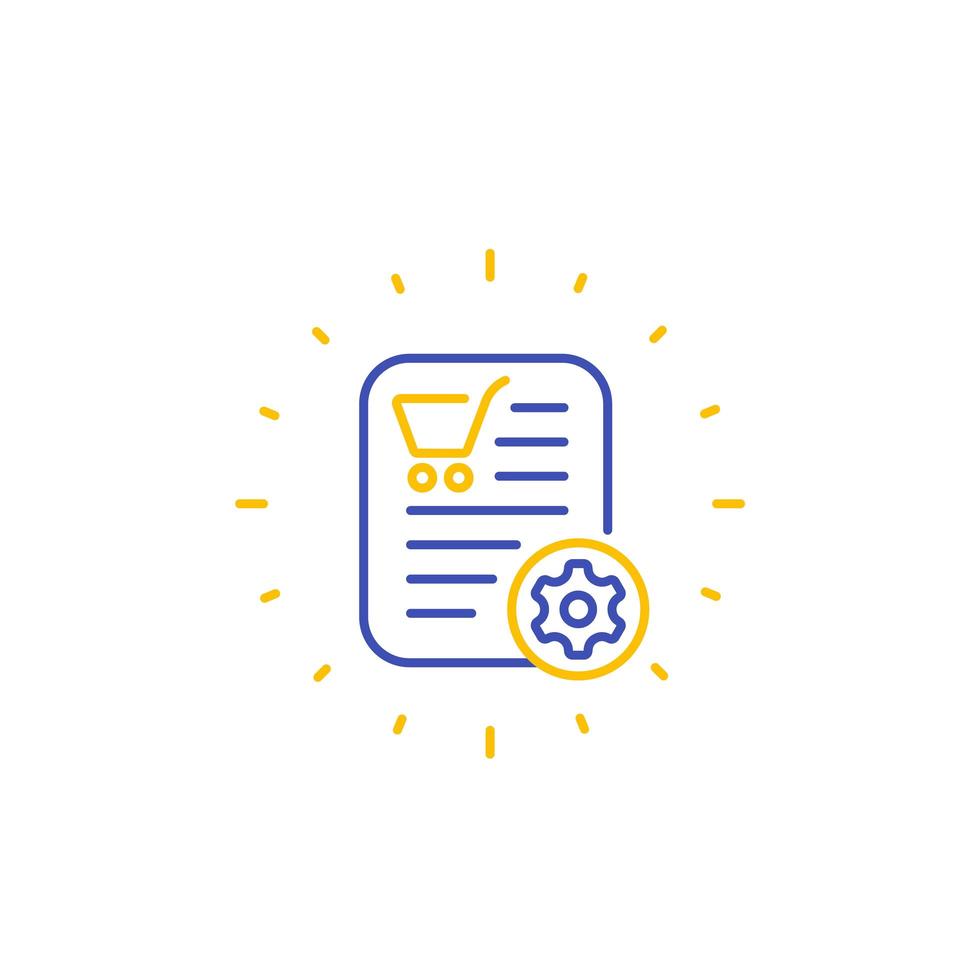 order processing icon, e-commerce line vector