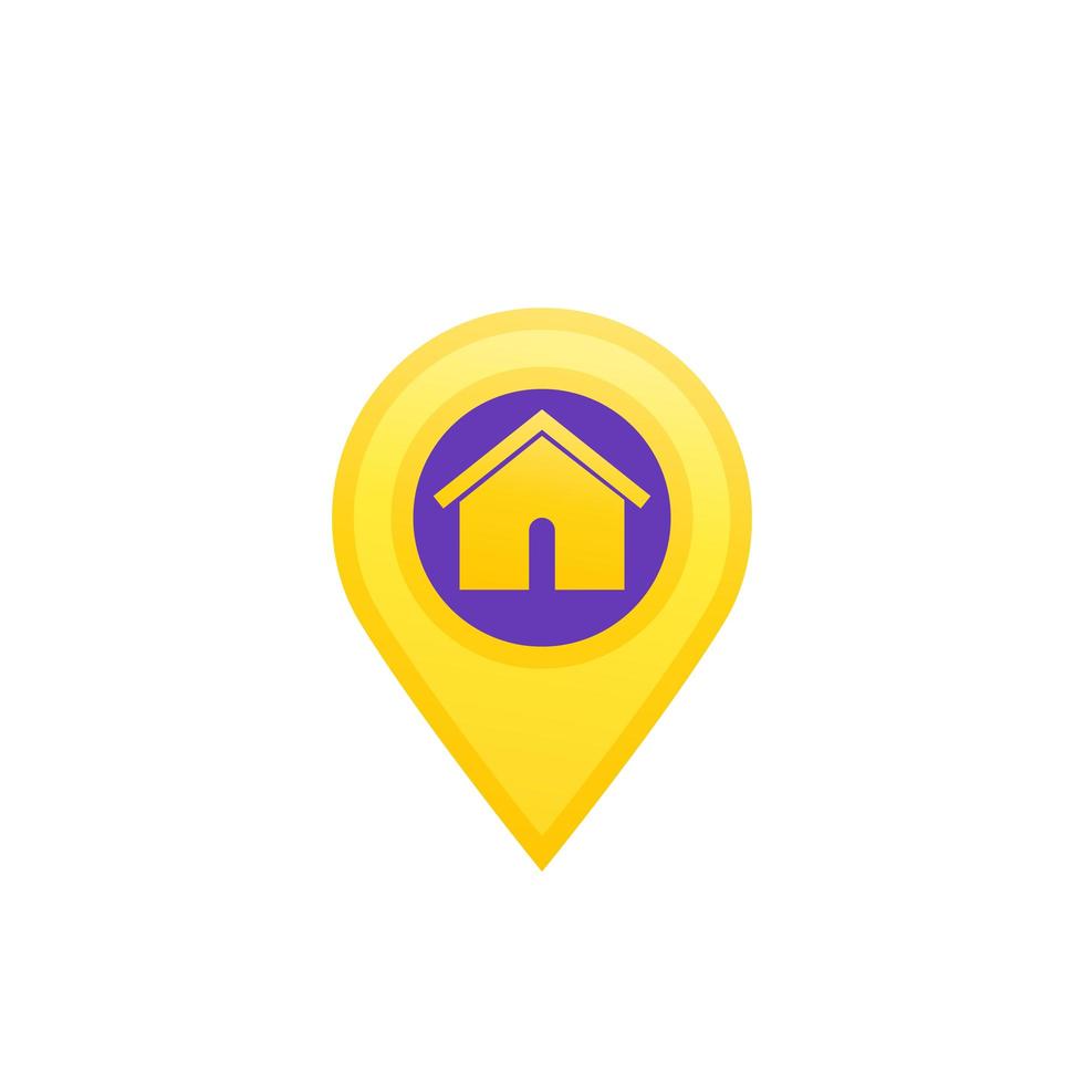 warehouse and location mark, vector icon on white