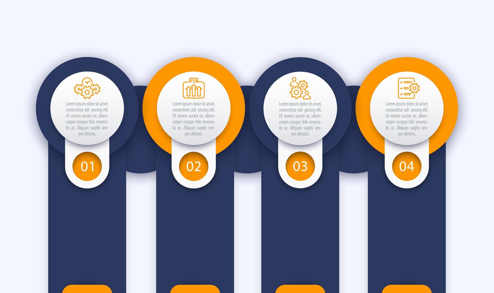 business infographics template, 1, 2, 3, 4 steps with line icons vector