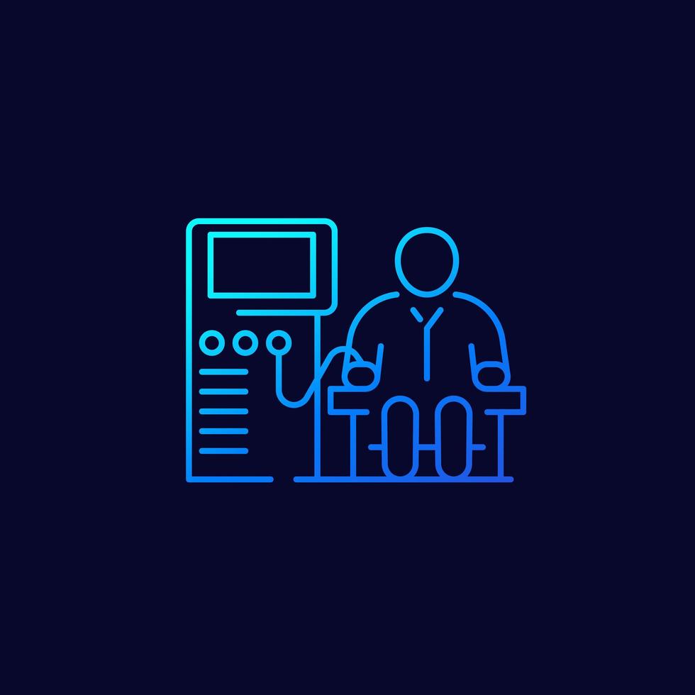 dialysis machine and patient line icon vector