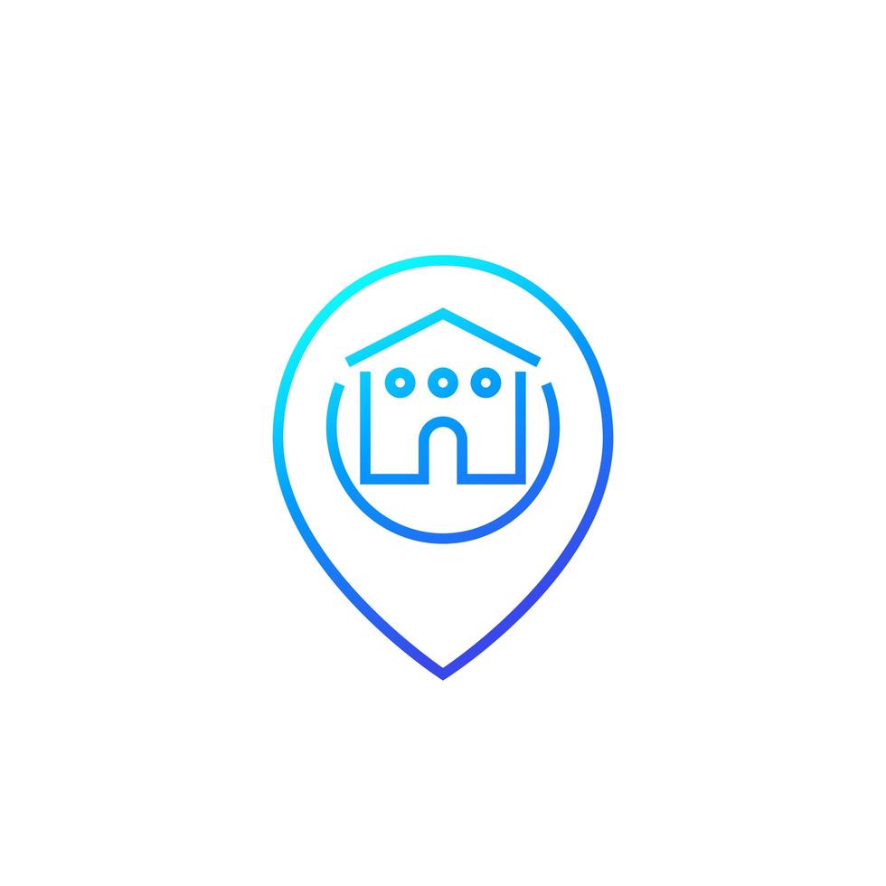 warehouse icon with mark, linear logo vector