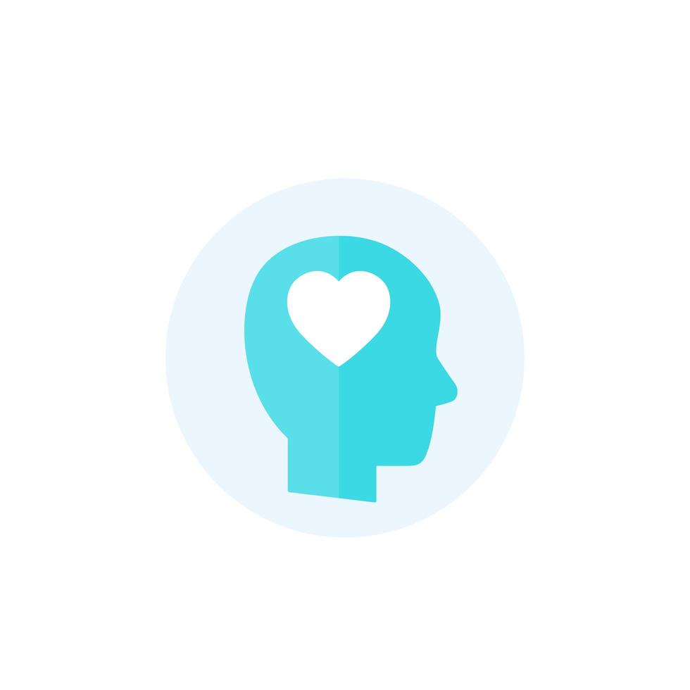 head with heart, affection, passion icon vector