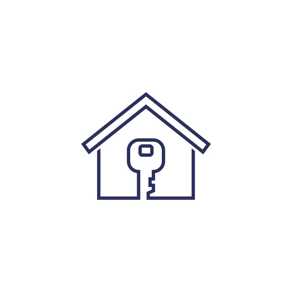 home and key line icon on white vector