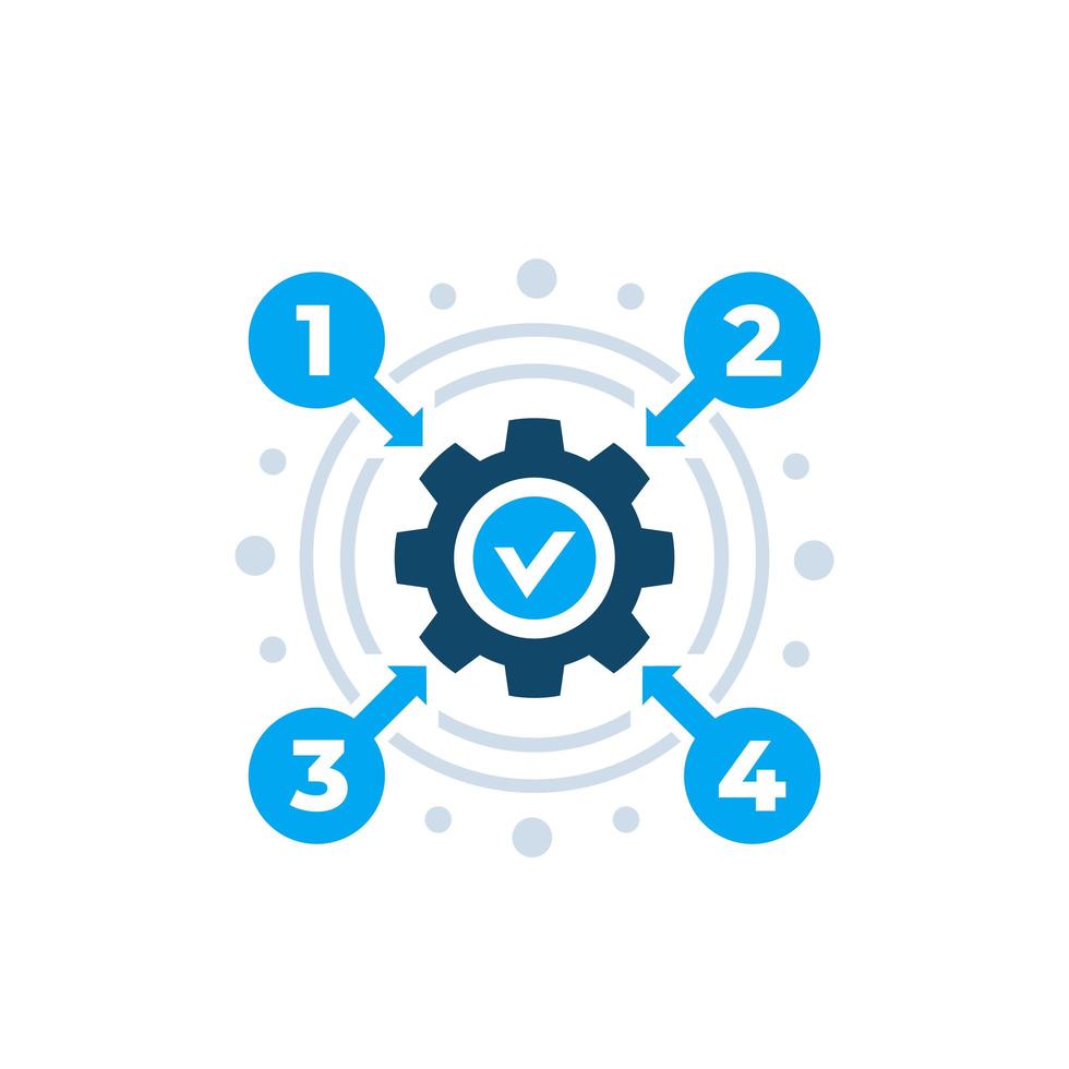 icono de vector de optimización de proceso en blanco