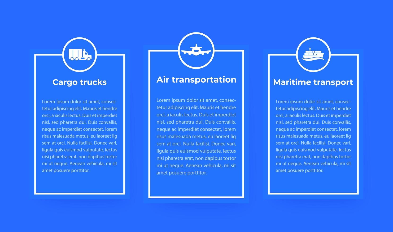 transportation industry infographics, air and maritime transport, cargo trucks vector