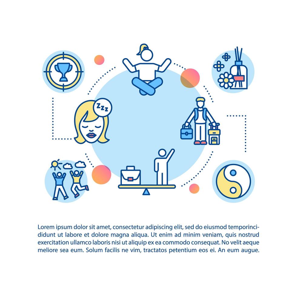 Recreational activities concept icon with text. Vacation. Life and work balance. Hobbies, relaxation. vector