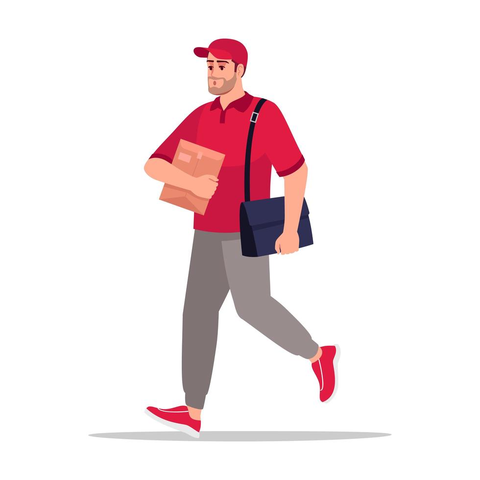 Mail carrier semi flat RGB color vector illustration