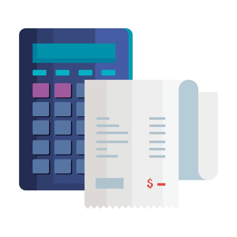 calculator math with voucher paper isolated icon vector