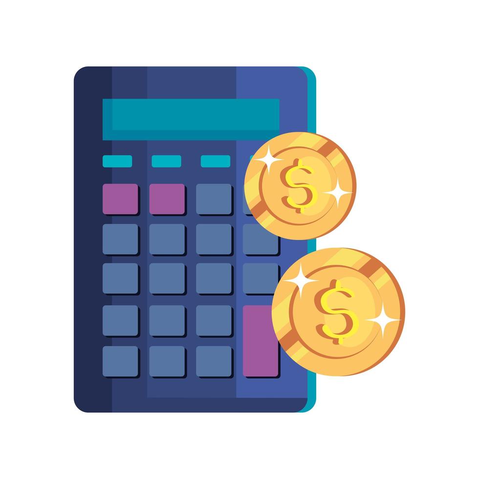 coins money cash with calculator vector