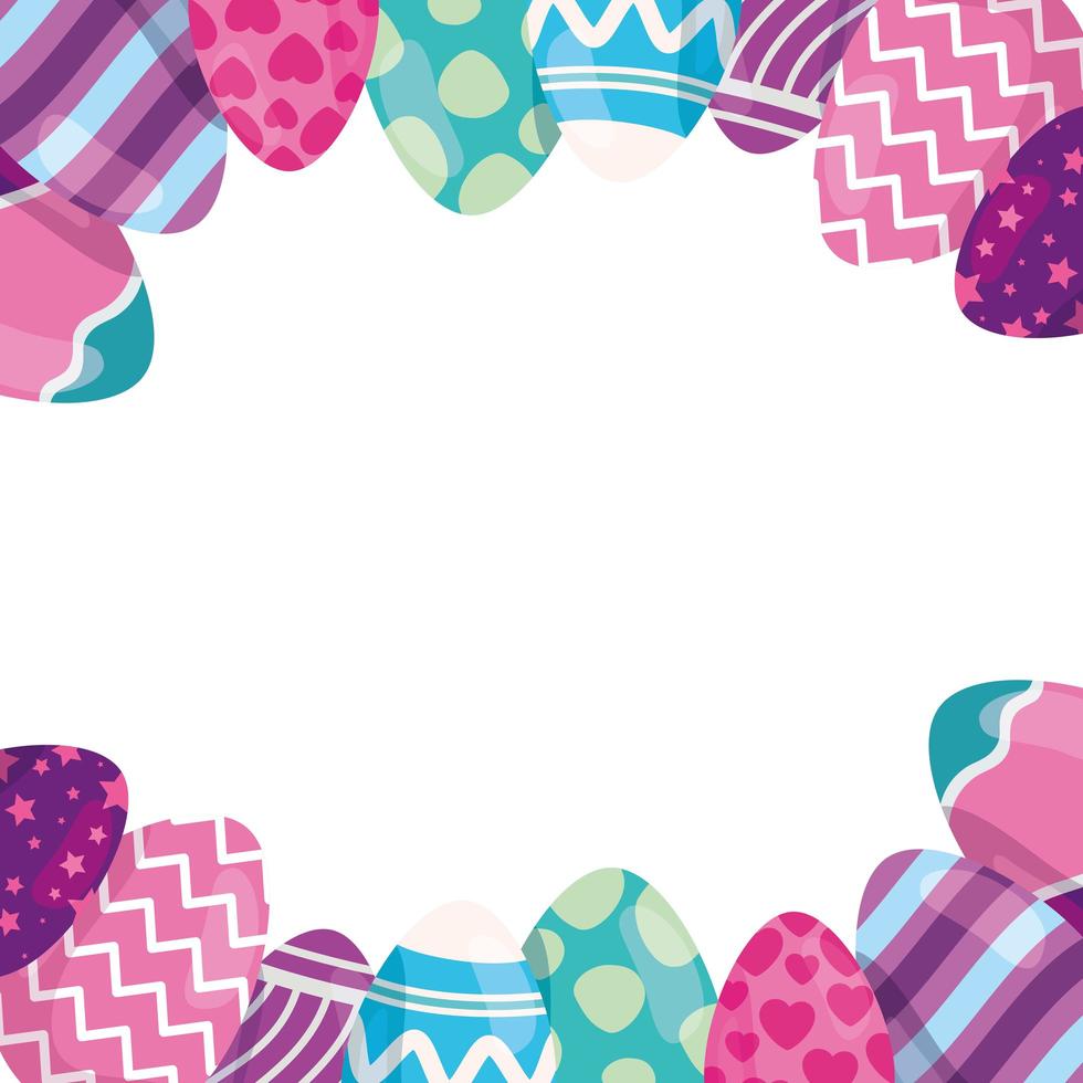frame of eggs easter decorated vector