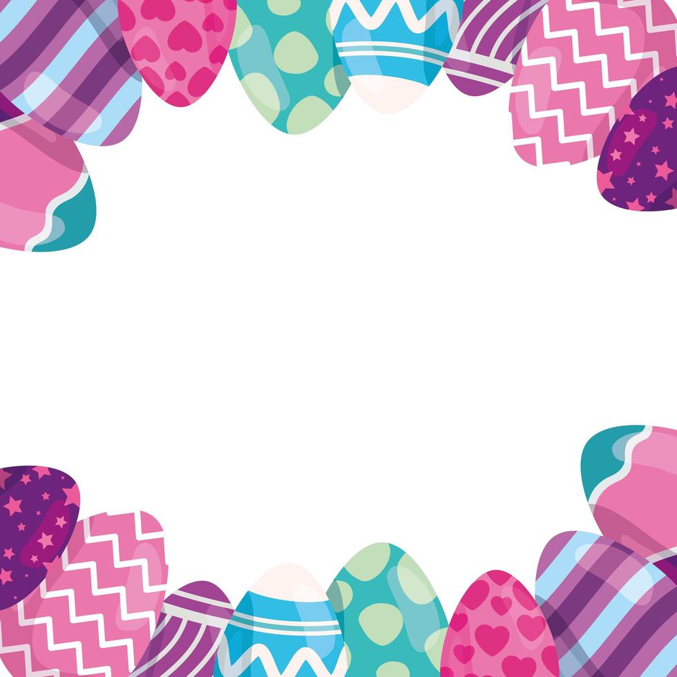 frame of eggs easter decorated vector