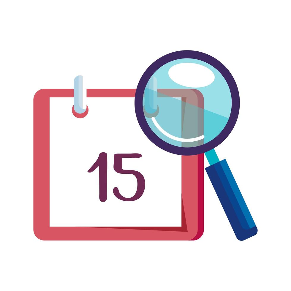magnifying glass with calendar reminder vector