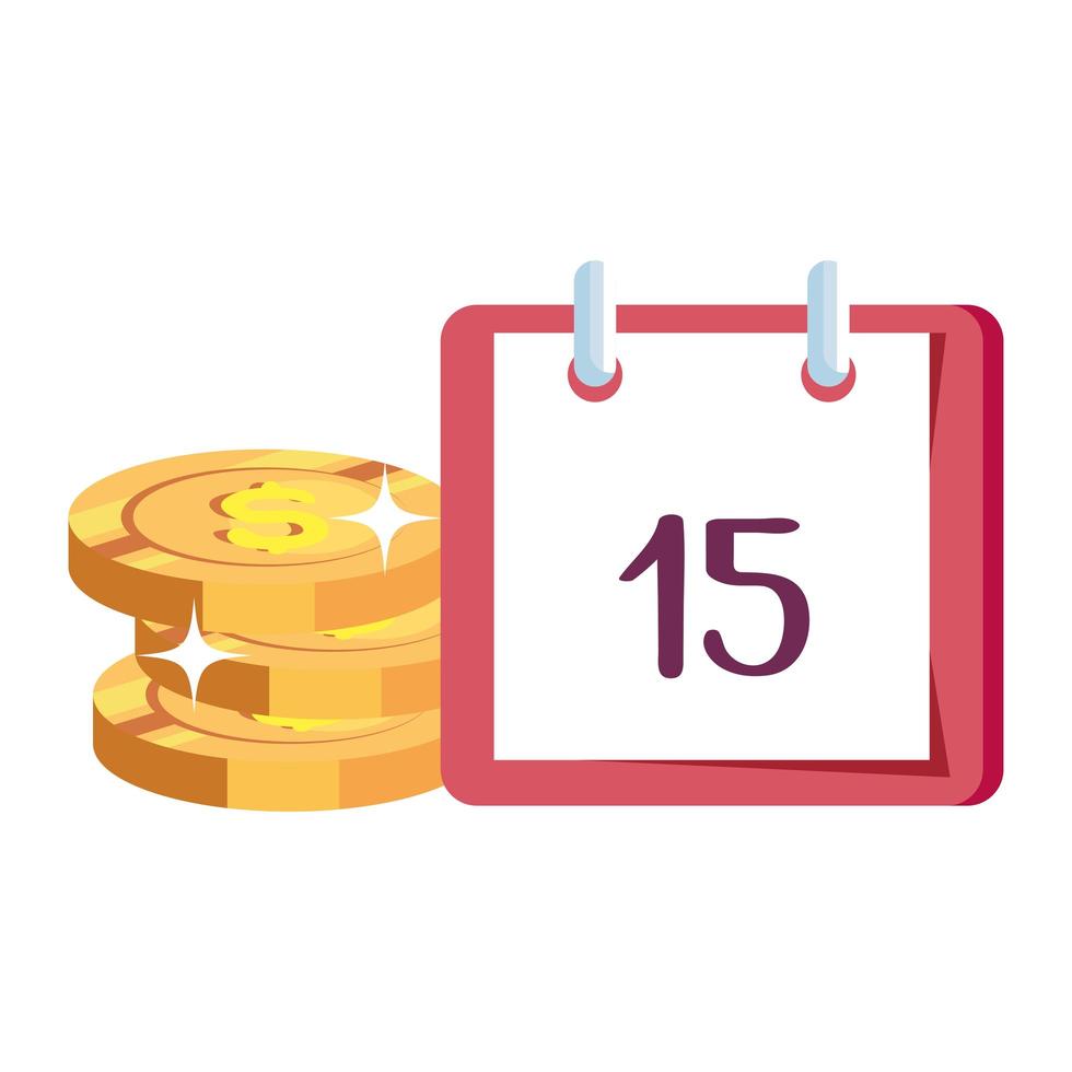 monedas dinero con recordatorio de calendario vector