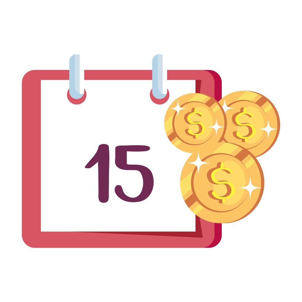 monedas dinero con recordatorio de calendario vector