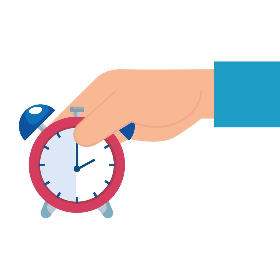 hand with alarm clock time isolated icon vector