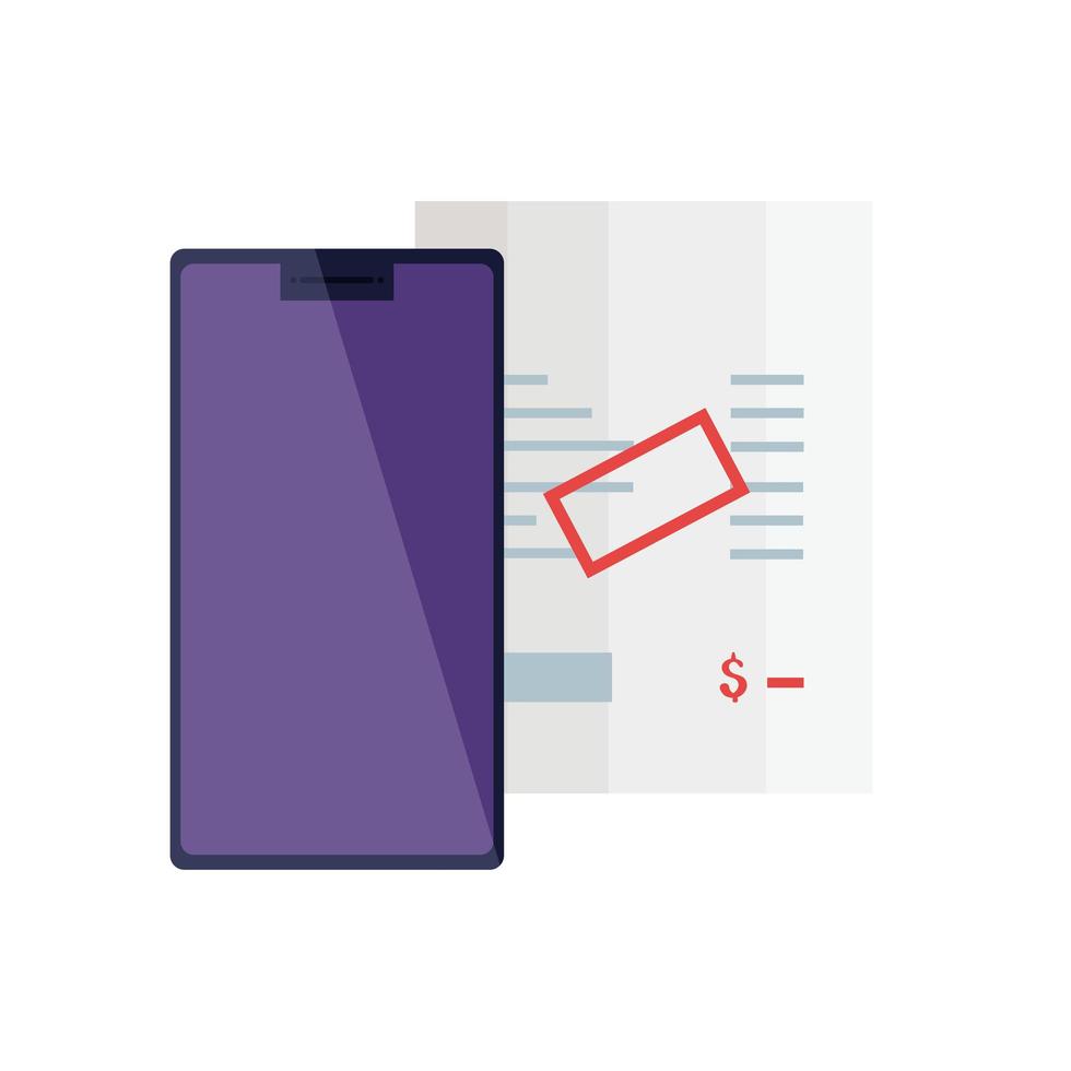 Cupón de papel con icono aislado de smartphone vector