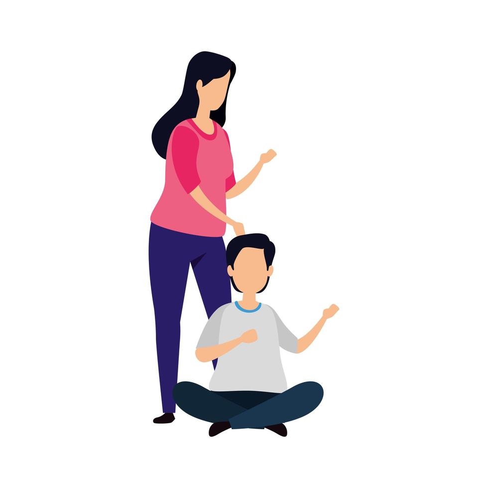 young couple avatar character icon vector