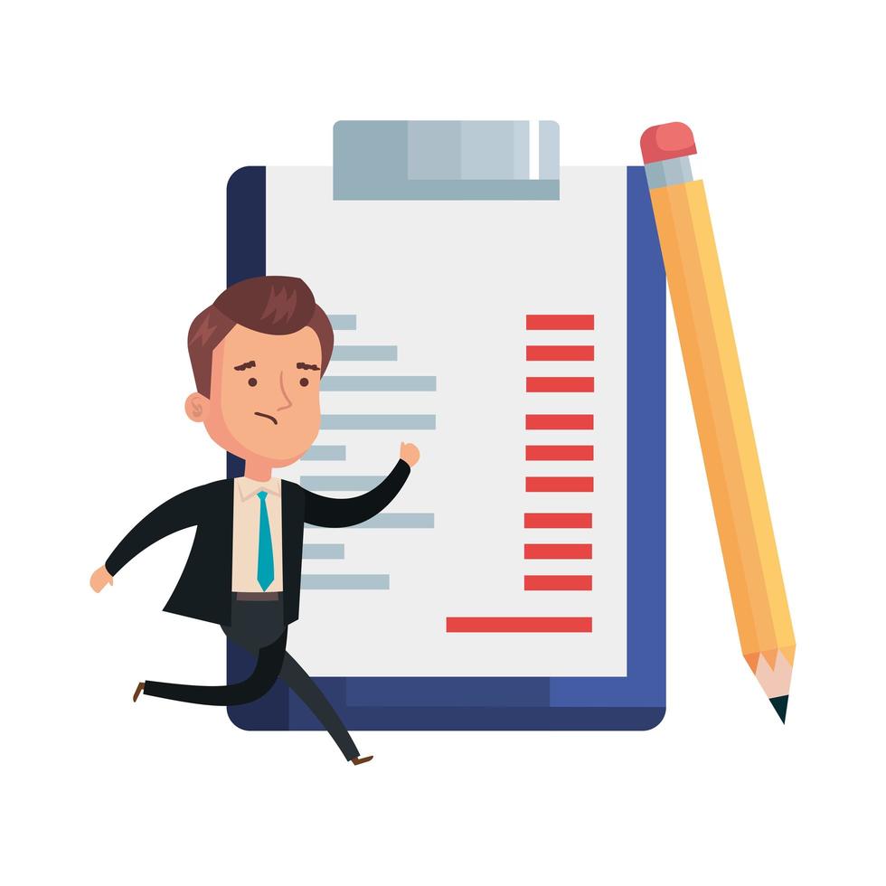 businessman with clipboard document and icons vector