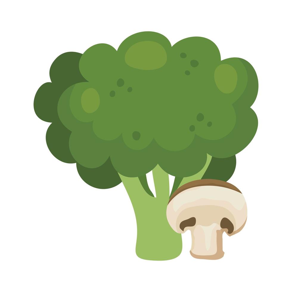 brócoli fresco con verduras de hongos vector
