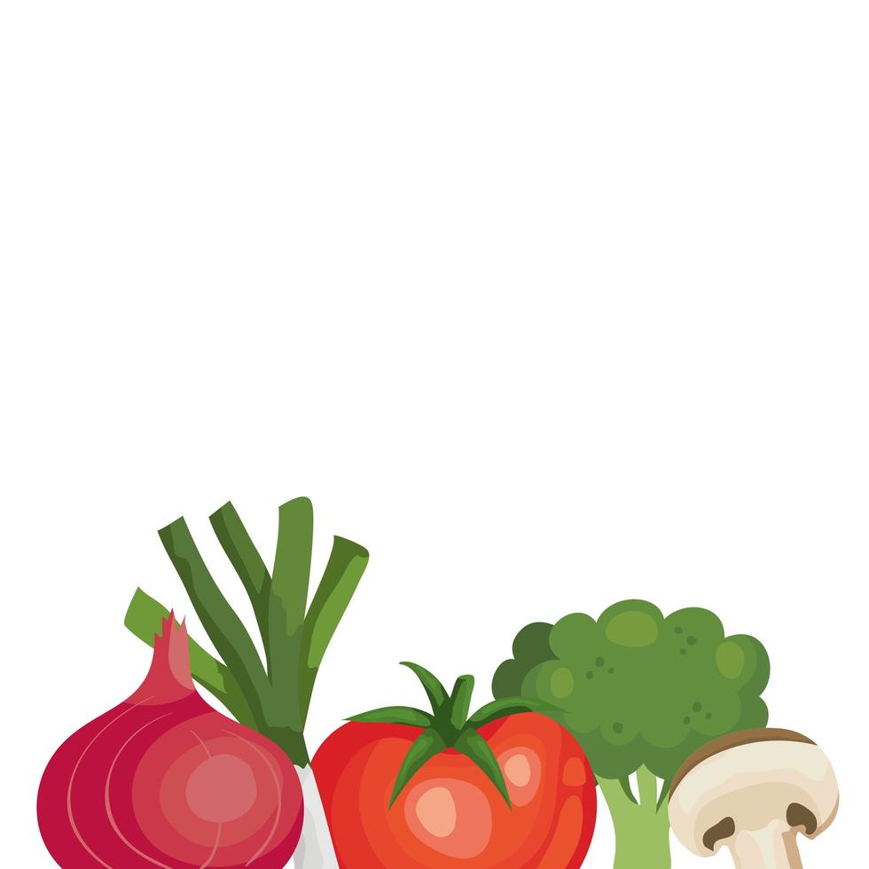 fresh tomato with vegetables isolated icons vector