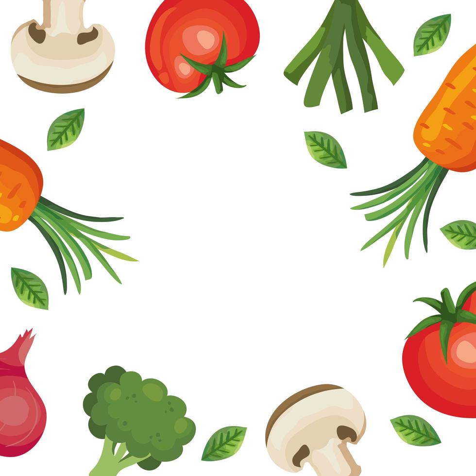 marco de iconos de verduras frescas vector