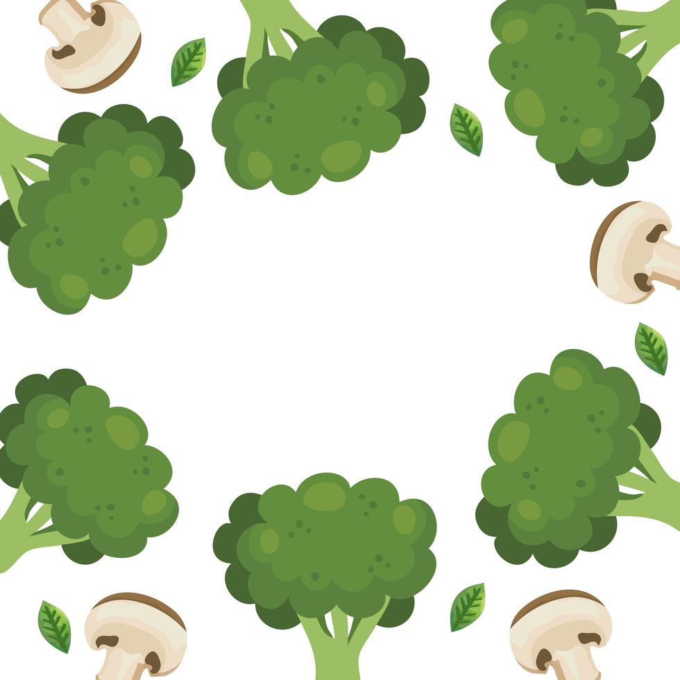 marco de iconos de verduras frescas vector