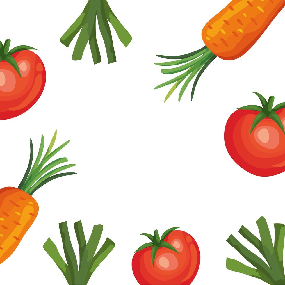 marco de tomates frescos y verduras vector