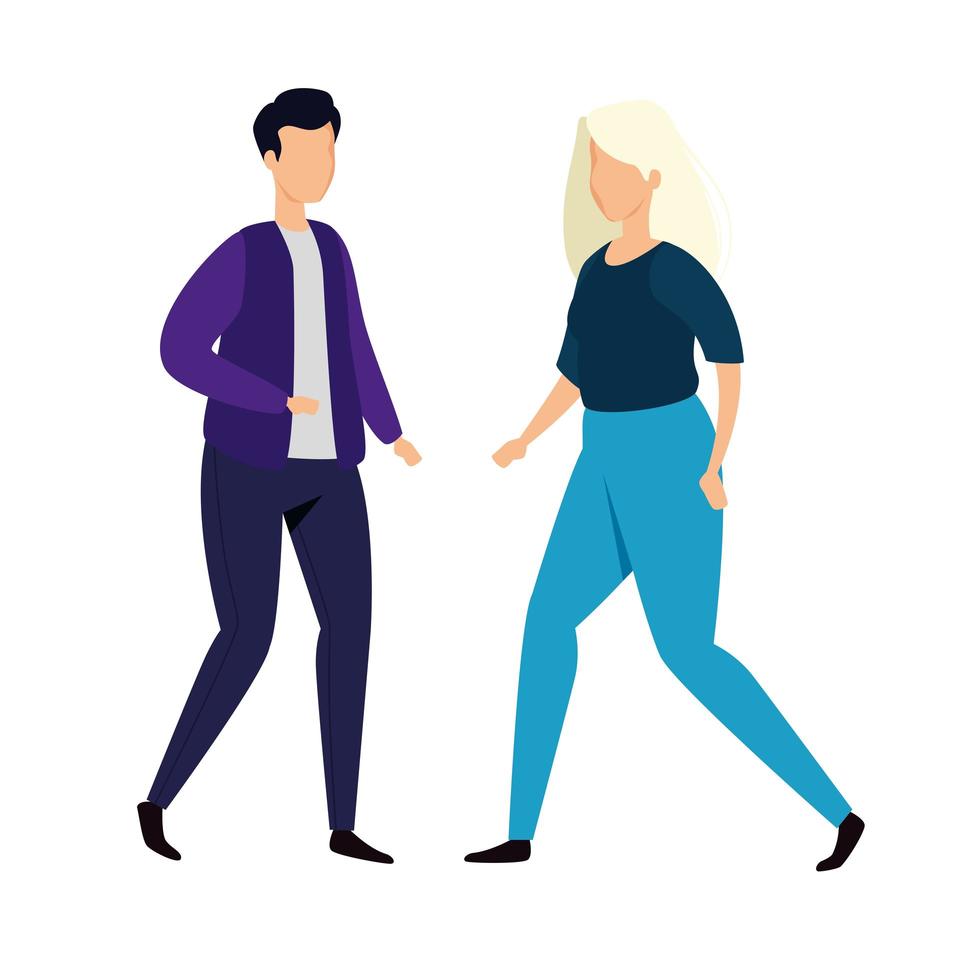 young couple avatar character icon vector