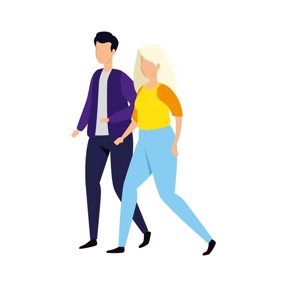 young couple avatar character icon vector