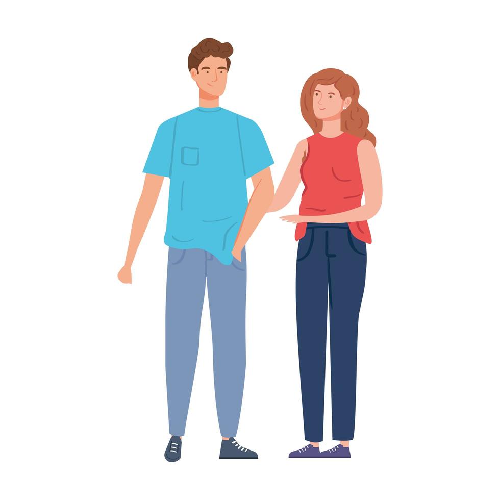 icono de personaje de avatar de pareja joven vector