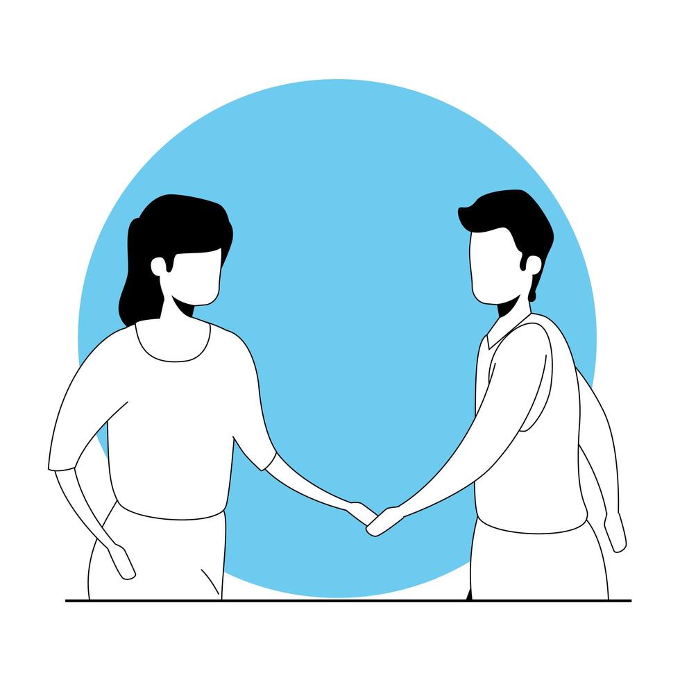 young couple avatar character icon vector