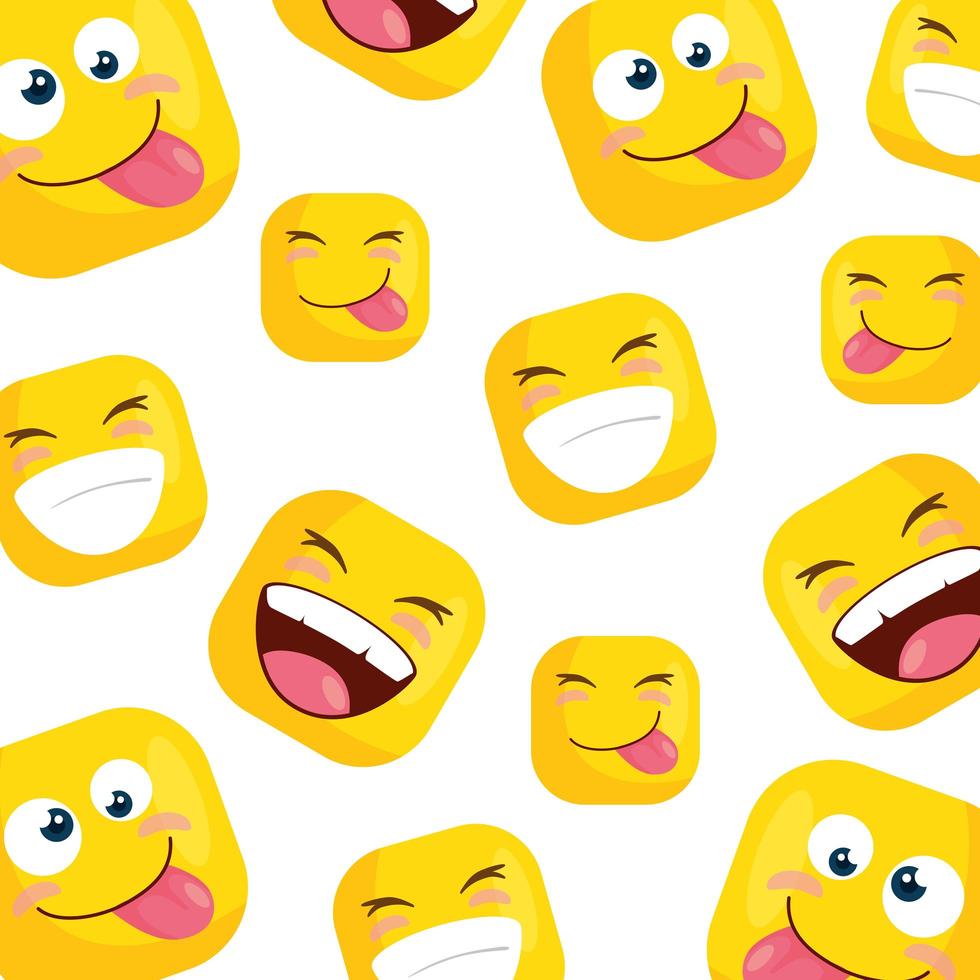 background of funny square emoticons vector