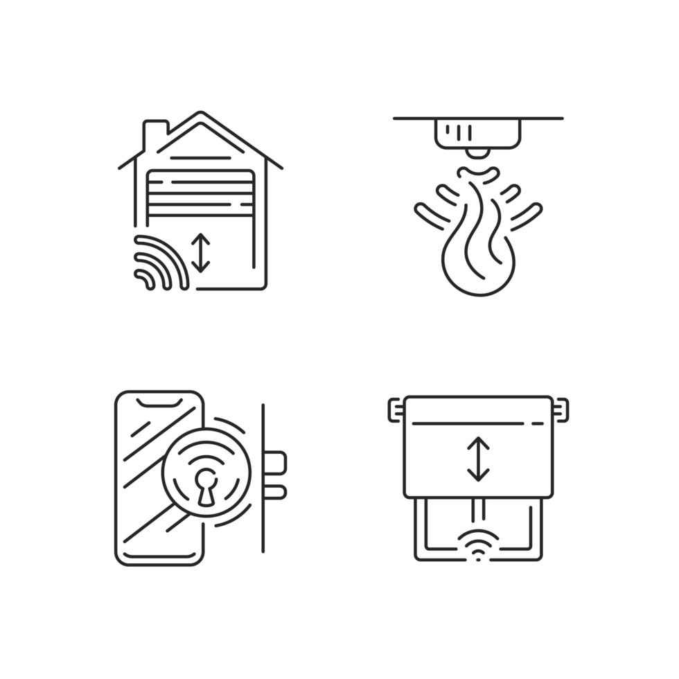 Remote home control system linear icons set vector