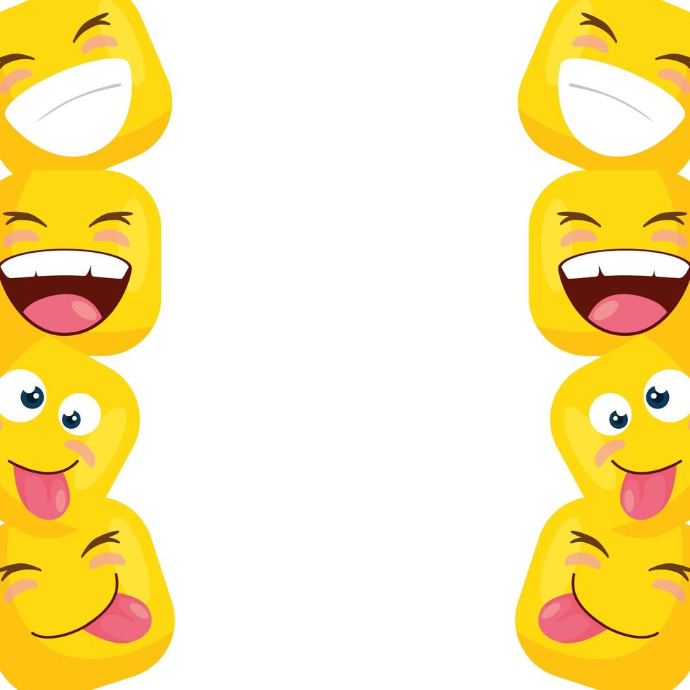 frame of funny square emoticons vector