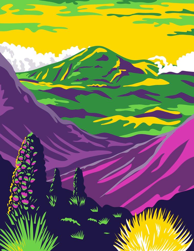 Parque nacional haleakala y volcán haleakala en maui vector