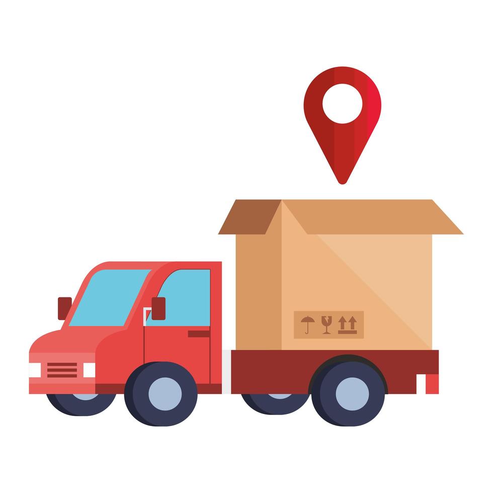 delivery service with truck and box vector