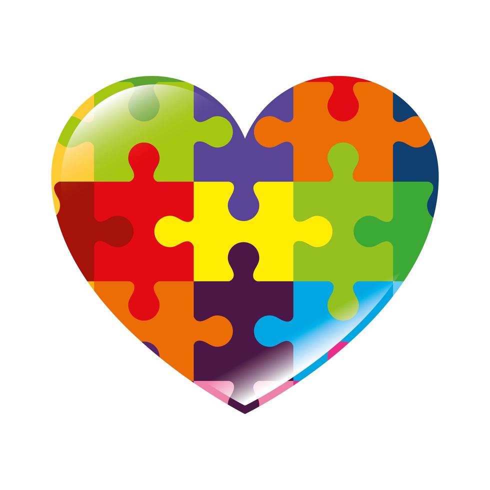 heart of puzzle pieces icon vector