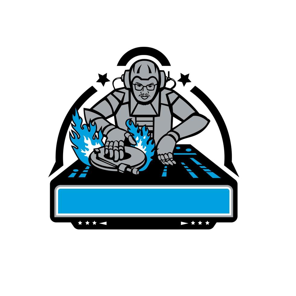 Futuristic Disc Jockey Turntable Mascot vector