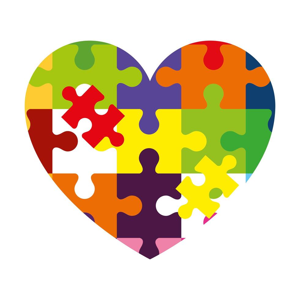 heart of puzzle pieces icon vector