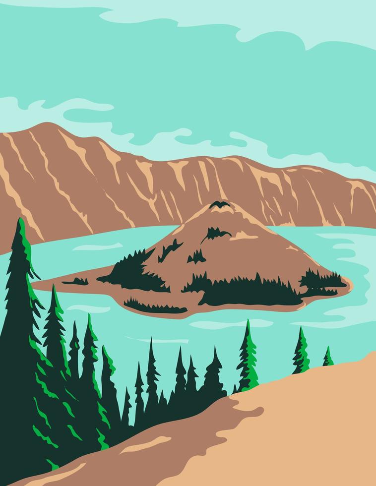 Crater Lake National Park in Klamath County Oregon vector