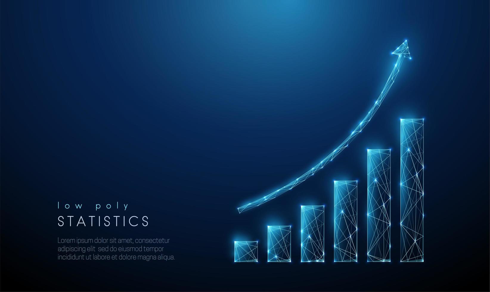 Abstract blue increasing chart. Low poly style design vector