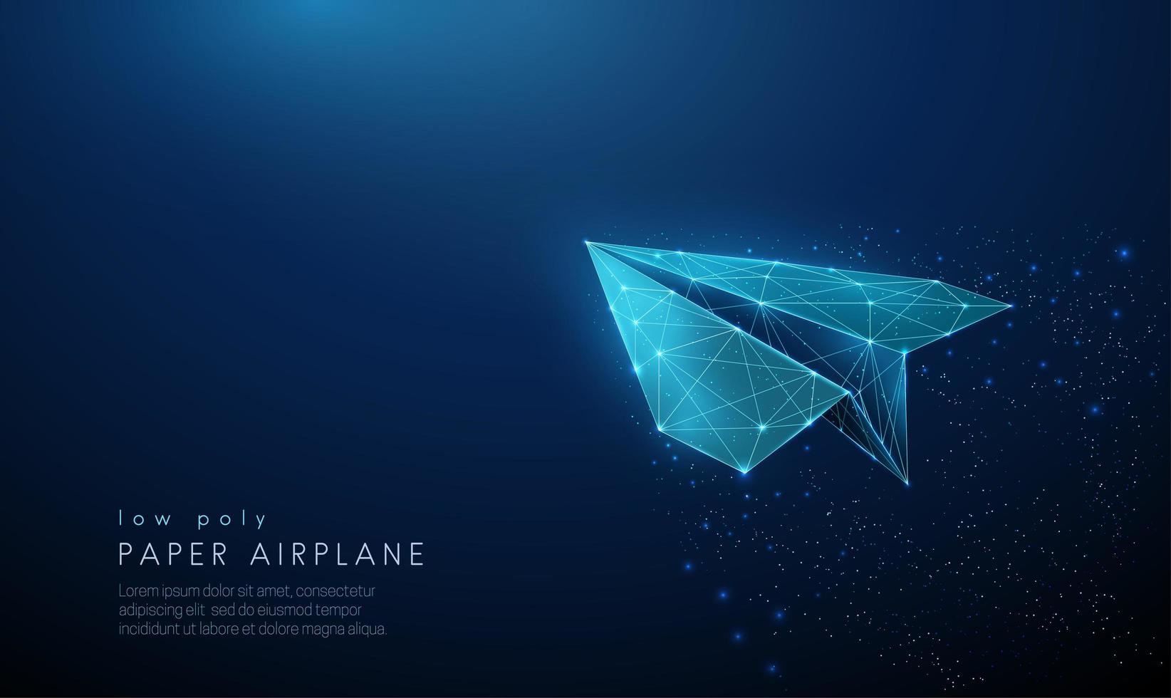 Paper air plane. Low poly style design. vector