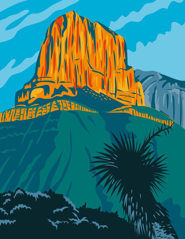 Guadalupe Mountains National Park with El Capitan Peak vector