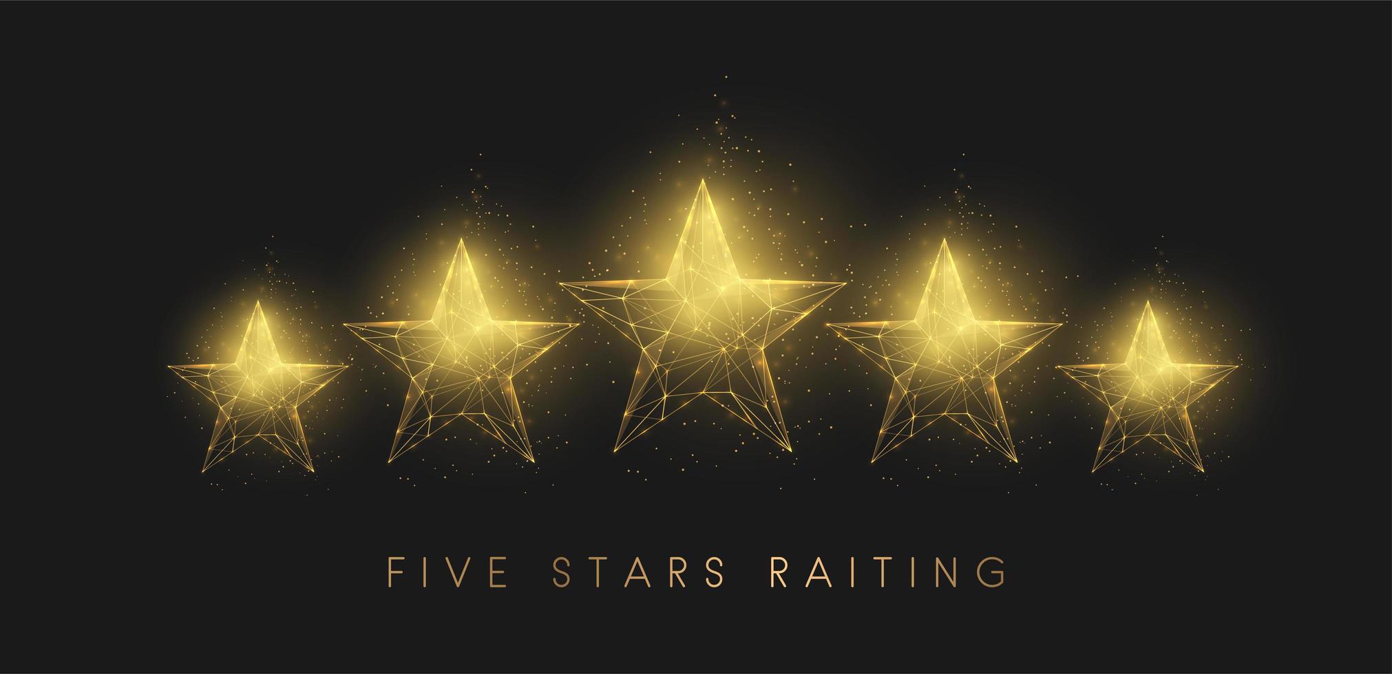 5 stars raiting. Abstract golden stars. Low poly style design vector