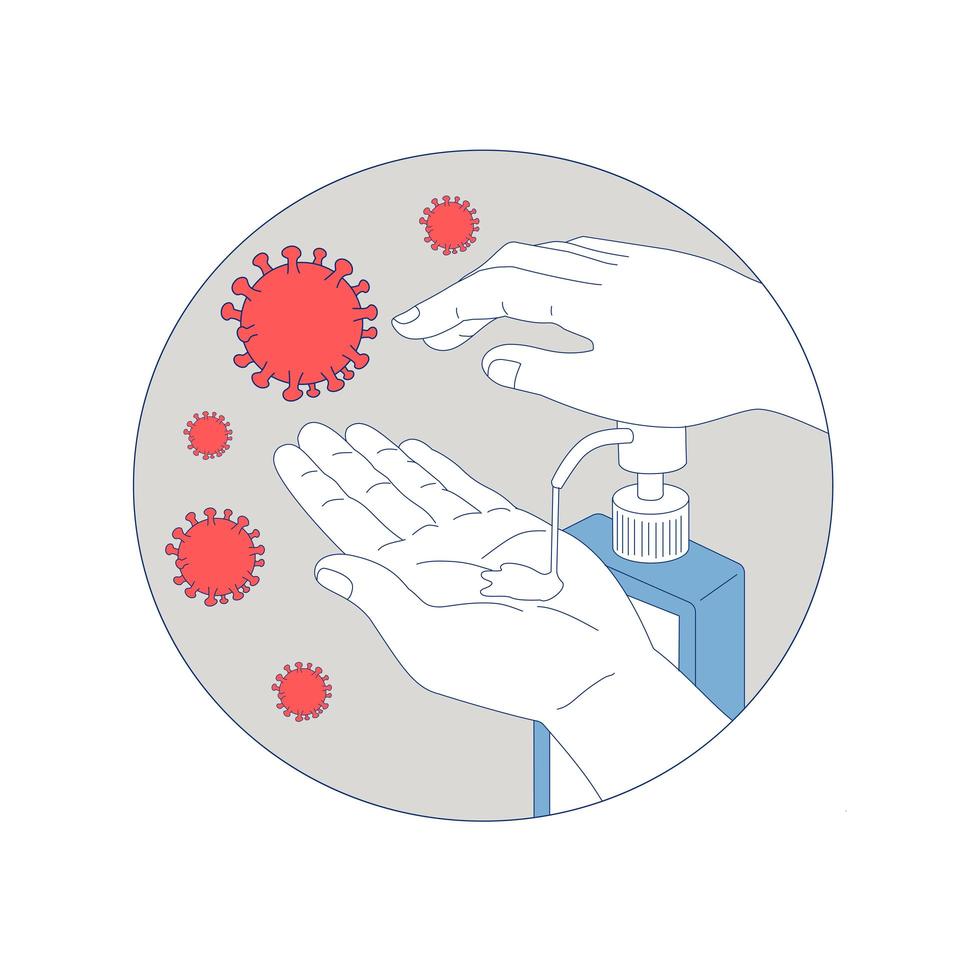 Coronavirus Hand Sanitizer Monoline Circle vector