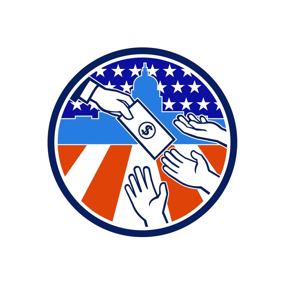 American Stimulus Payment Package Icon Retro vector