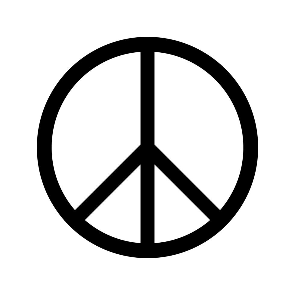 Peace sign circle black white isolate vector