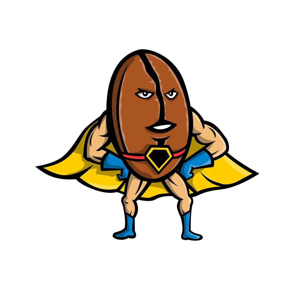 Coffee Bean Superhero Mascot vector