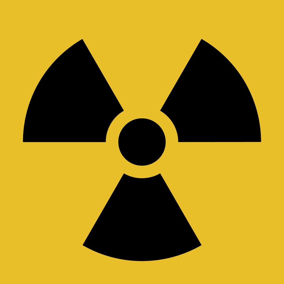 Vector radiation warning symbol, black and yellow