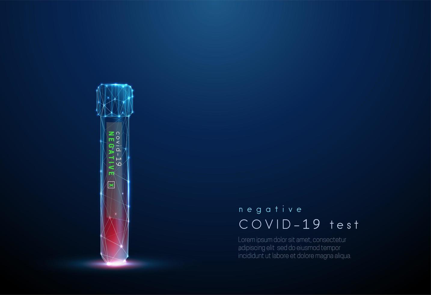 tubo de análisis de sangre. prueba de coronavirus con resultado negativo. vector